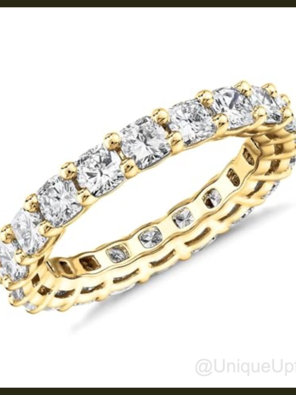 14K Gold Plated Eternity Ring Square Cubic Zirconia Stackable Wedding Band